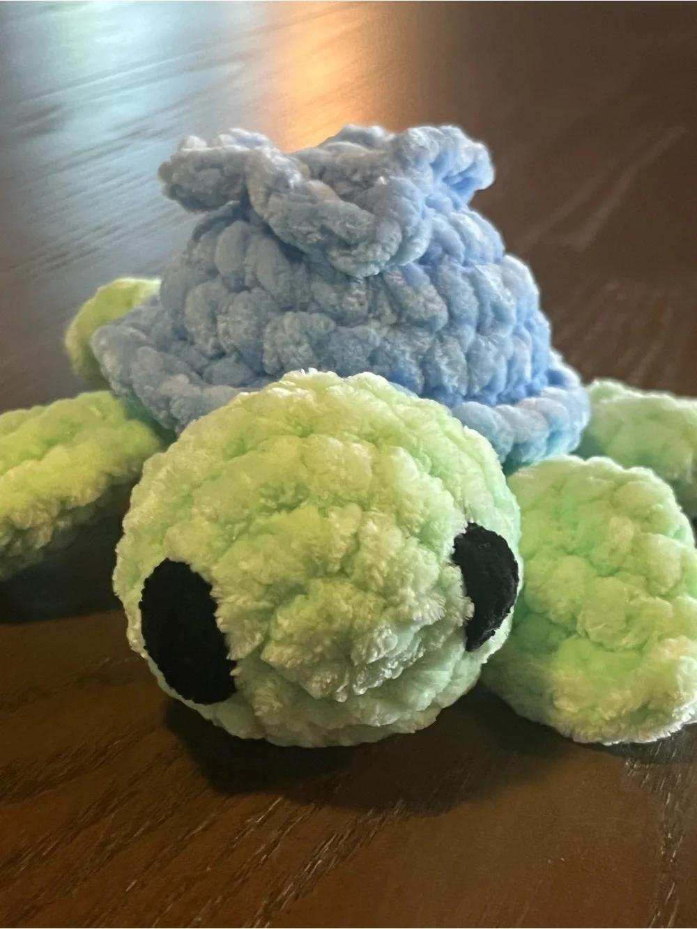 Crocheted blueberry turtle